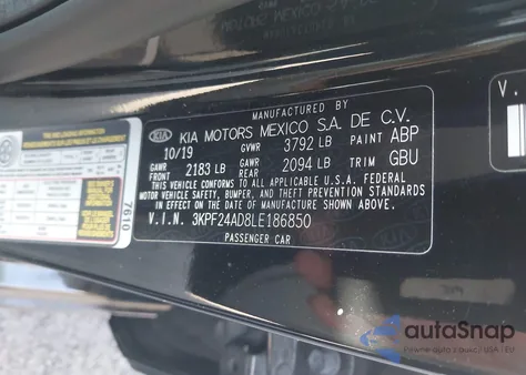 2020 Kia Forte from USA, damaged, VIN 3KPE24AD8LE186850